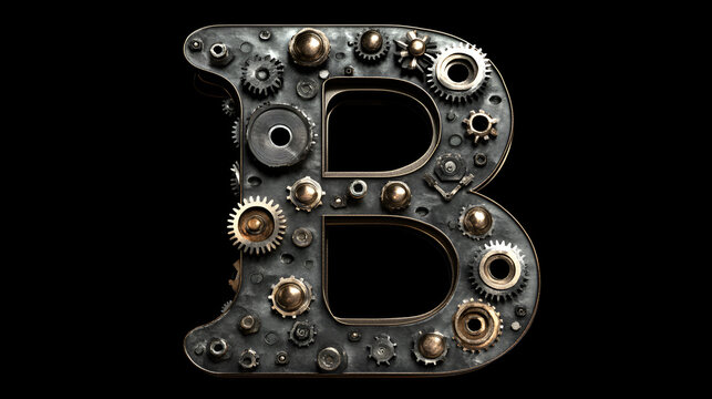 3d capital B liquefying molten metal design with abstract fluid droplet form Foil balloon letter B Metal Letter B, Generative AI
