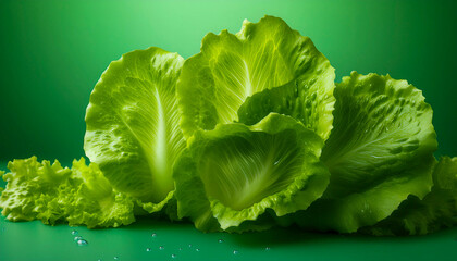 Wall Mural - Lettuce on green background