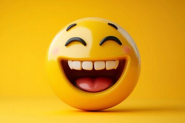 Sticker - Bright yellow smiley face on a vibrant background symbolizing joy positivity and cheerfulness in a simple modern representation of happiness