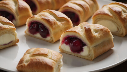 Wall Mural - cherry strudels on a plate