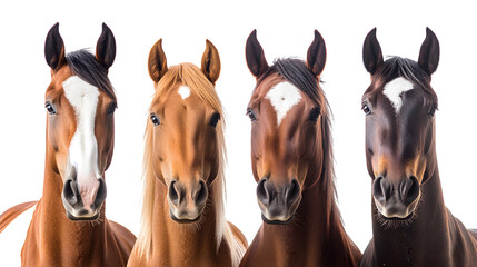 Wall Mural - horse collection (portrait, standing), animal bundle isolated on a white background as transparent PNG