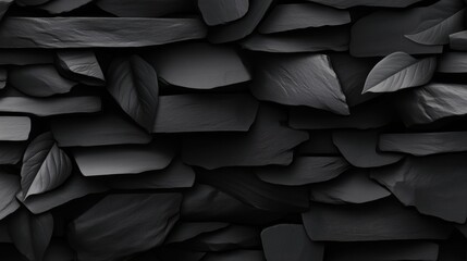 Abstract dark leaves and stone layers in a minimalist pattern