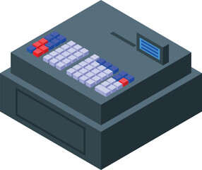 Poster - Electronic cash register with buttons and digital display is calculating purchase in the shop