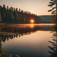 river view with sunset Design very cool