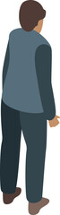 Poster - Businessman is standing with his back to us, looking forward in isometric view