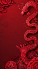 Poster - Chinese new year still life of snake celebration. Chinese characters on the object means to fortune, good luck, wealth, and money flow.