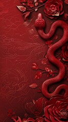 Sticker - Chinese new year still life of snake celebration. Chinese new year background 3d illustration.