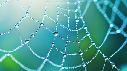 Dew Drops on Spiderweb Macro Photography