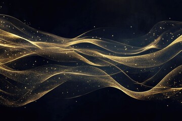 Wall Mural - Abstract golden waves on black. This abstract image is perfect for adding a touch of elegance to your design.