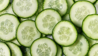 Wall Mural - close up of fresh cucumber slices background