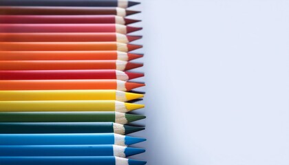 colorful crayons in line with copy space