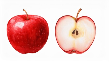 Wall Mural - red apple watercolor illustration