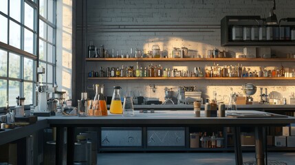 Wall Mural - Modern Industrial Kitchen with Glassware and Equipment