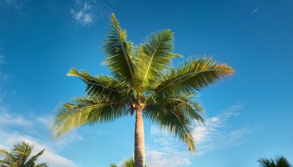 Sticker - areca palm or areca nut tree is known as areca nut palm betel palm betel nut palm against the blue sky