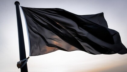 a black flag flapping in the breeze