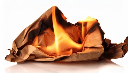 burning crumpled old brown paper