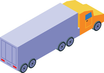 Poster - long trailer truck transporting goods is depicted in isometric view