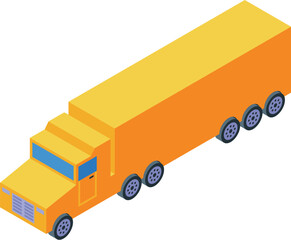 Poster - Yellow long vehicle container truck delivering cargo isometric view