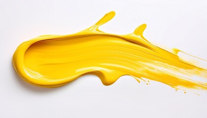 Wall Mural - abstract splash acrylic colorfull yellow brush stroke oil paint smear line on white background