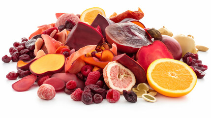 Wall Mural - A pile of fruit including oranges, apples, and raspberries