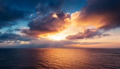 sunset sky over sea in the evening