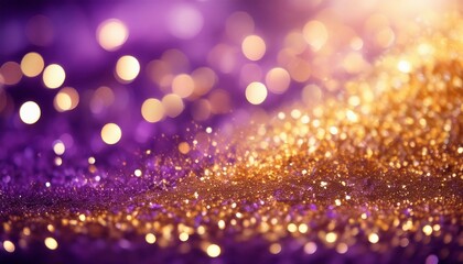 Wall Mural - gorgeous purple violet and gold glitter bokeh background with a captivating shining texture