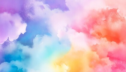 Wall Mural - watercolor color full background watercolor background with clouds rainbow color