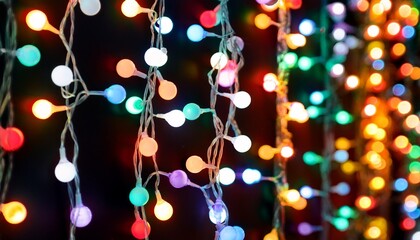 Canvas Print - christmas colorful glowing fairy light chains