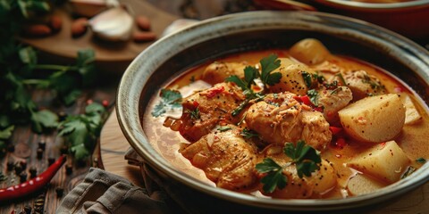 Canvas Print - Aromatic Massaman Chicken Curry with Potatoes A harmonious and luxurious blend of sweet and mildly spiced flavors