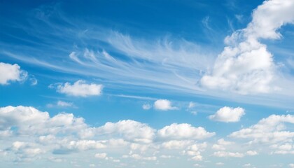 Wall Mural - dreamy blue sky with wispy white clouds serene celestial wallpaper