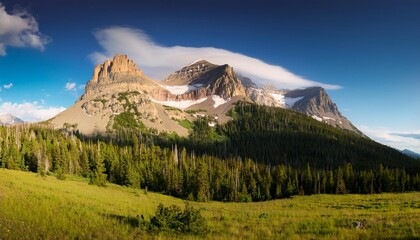 Wall Mural - panorama of a mountain in big sky montana