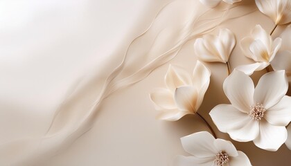 Poster - background featuring neutral flowers soft gradients and flowing textures