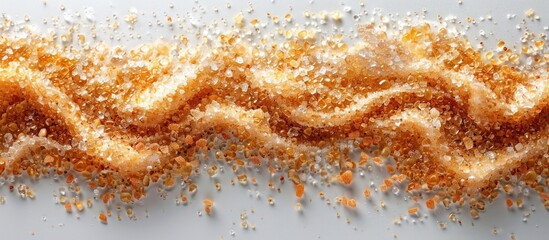 Poster - Amber and White Salt Crystals Scattered on White Background