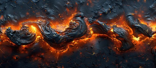 Poster - Molten Lava Flowing Over Blackened Earth