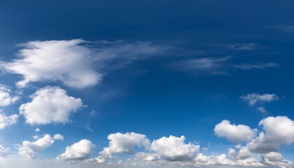 Wall Mural - panoramic blue sky background with small white fluffy clouds high resolution panorama