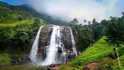 Sticker - waterfall in the western ghats mountains munnar kerala