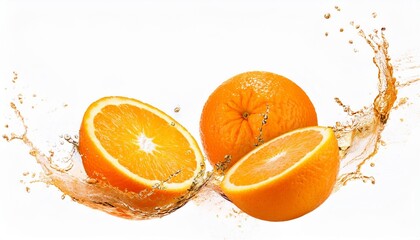 Wall Mural - fresh delicious oranges splashing cut out