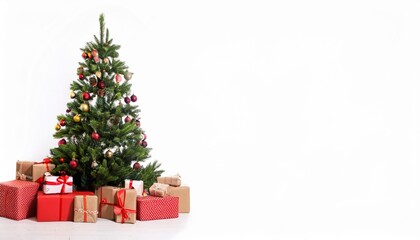 Wall Mural - christmas tree with gifts on white background