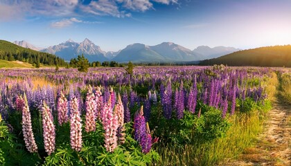 Sticker - lupine field in full bloom