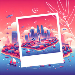 Wall Mural - Singapore National Day Gradient Vector Illustration 