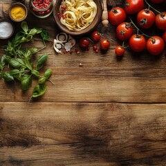 Poster - Food Background Wood with Copy Space