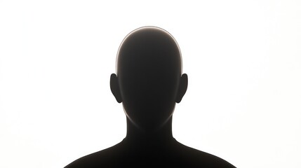 3D Cartoon of a Bald Man s Silhouette on a White Background