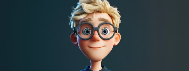 3D Cartoon of a Blonde Guy with Gray Eyes Portrait