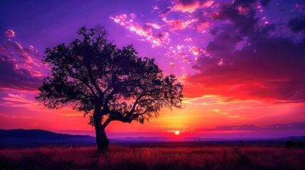 Wall Mural - Silhouetted Tree at Sunset