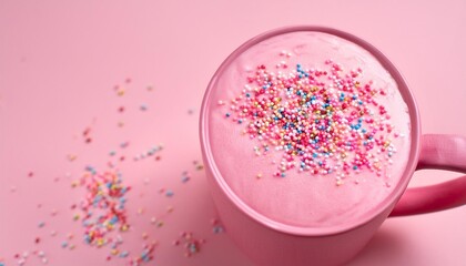 pink latte with sprinkles generative by ai