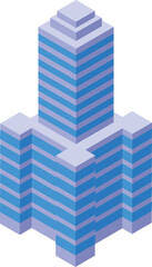 Poster - Isometric projection of a modern skyscraper building towering over the city landscape