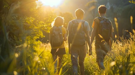 Young People Walking in Nature