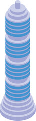 Poster - Modern, futuristic skyscraper with blue accents stands tall against a white background