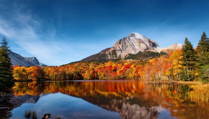 Wall Mural - julian price lake and granfather mountain autumn season