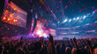 © Krisana - a live music event in a large stadium, with a massive stage illuminated by dynamic lights,